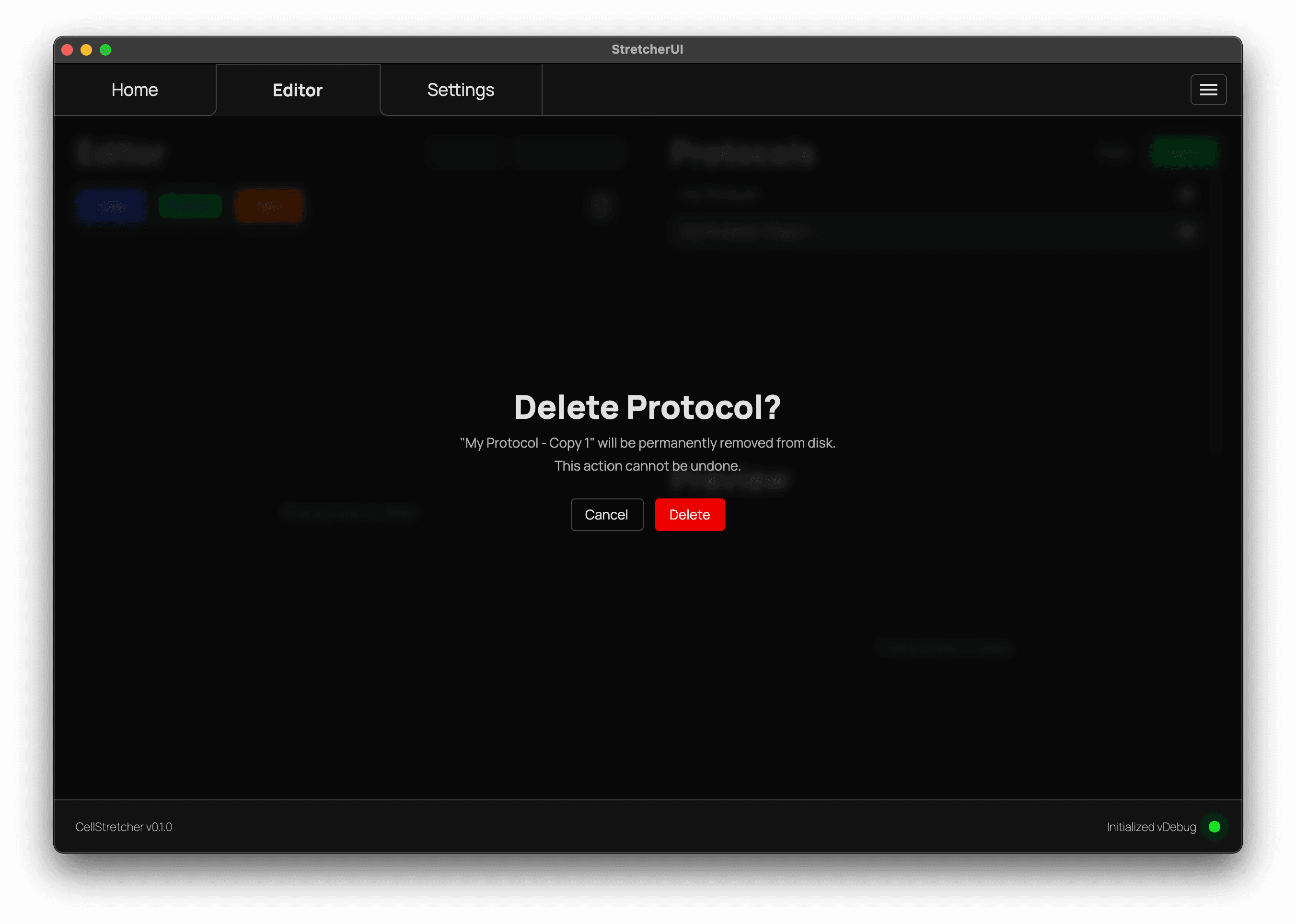 Deleting a protocol