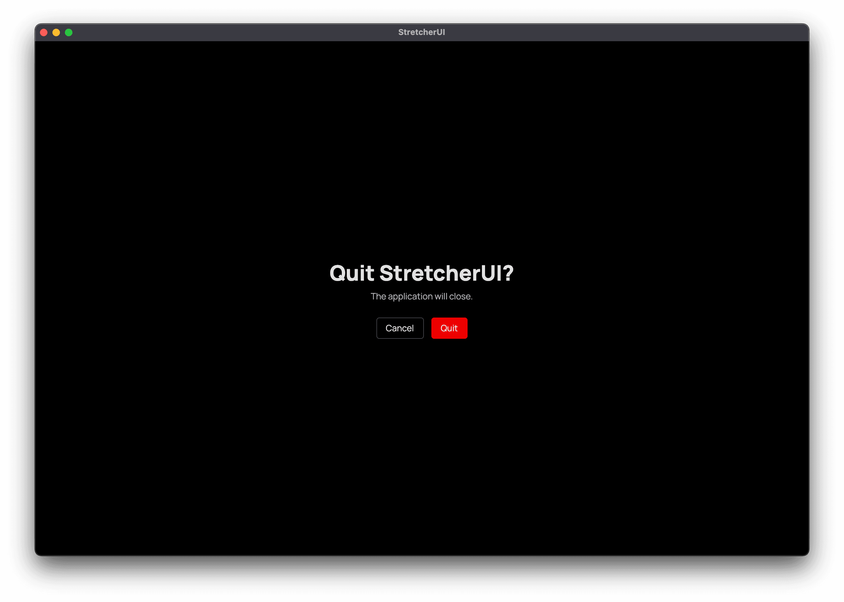 Quit confirmation screen