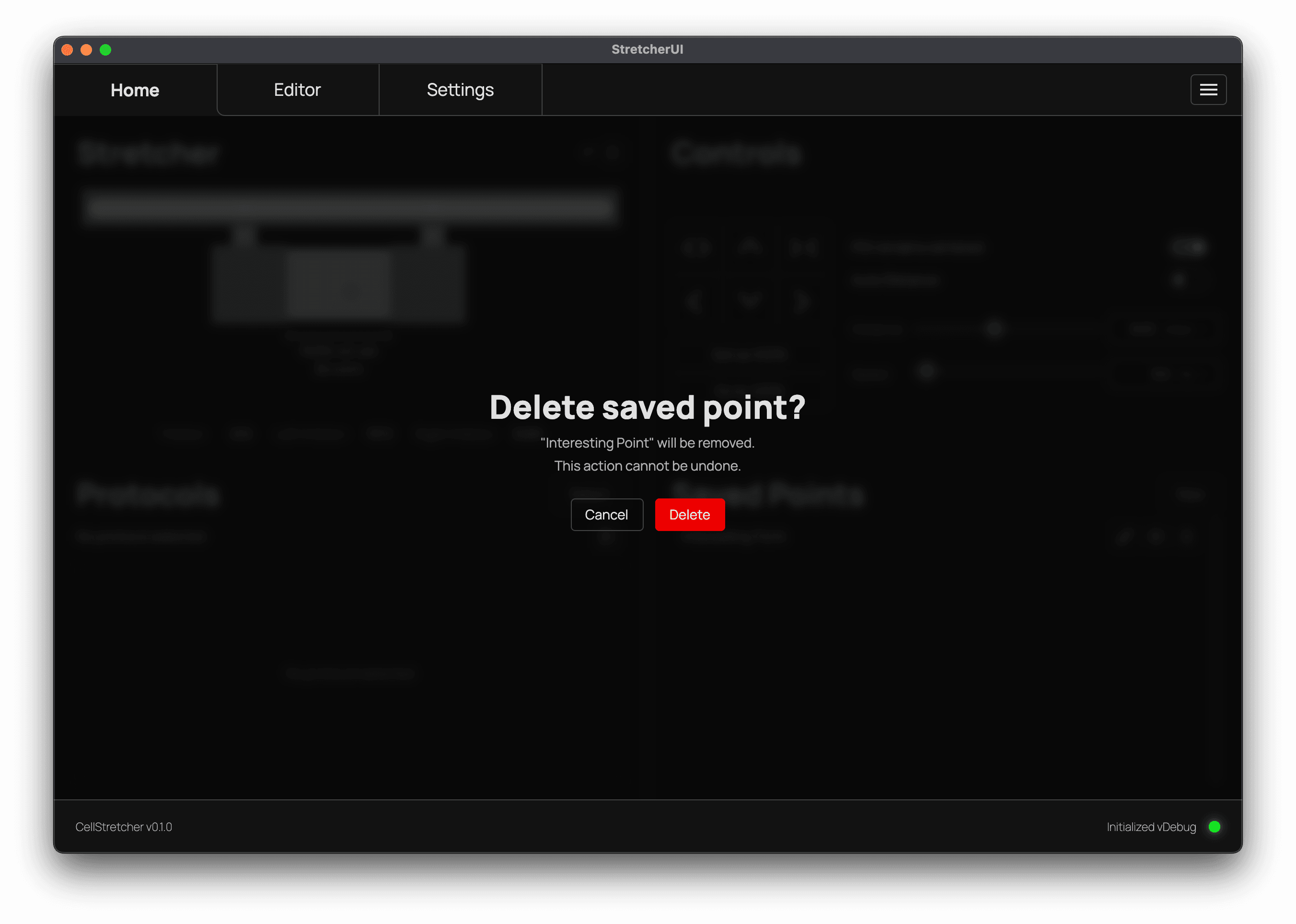 Delete confirmation dialog