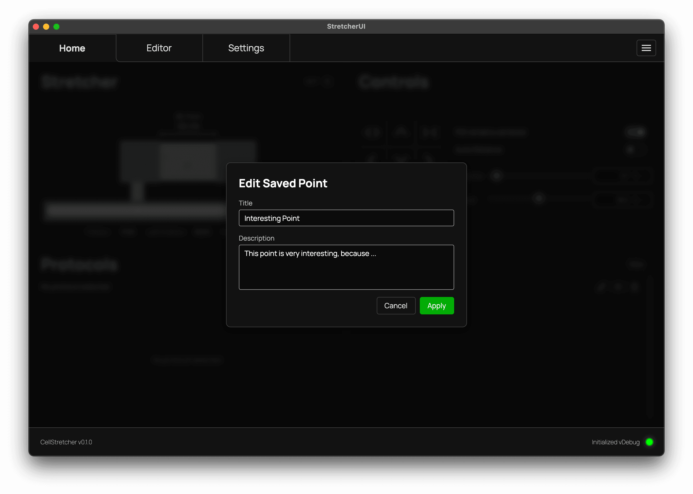 Saved point edit dialog