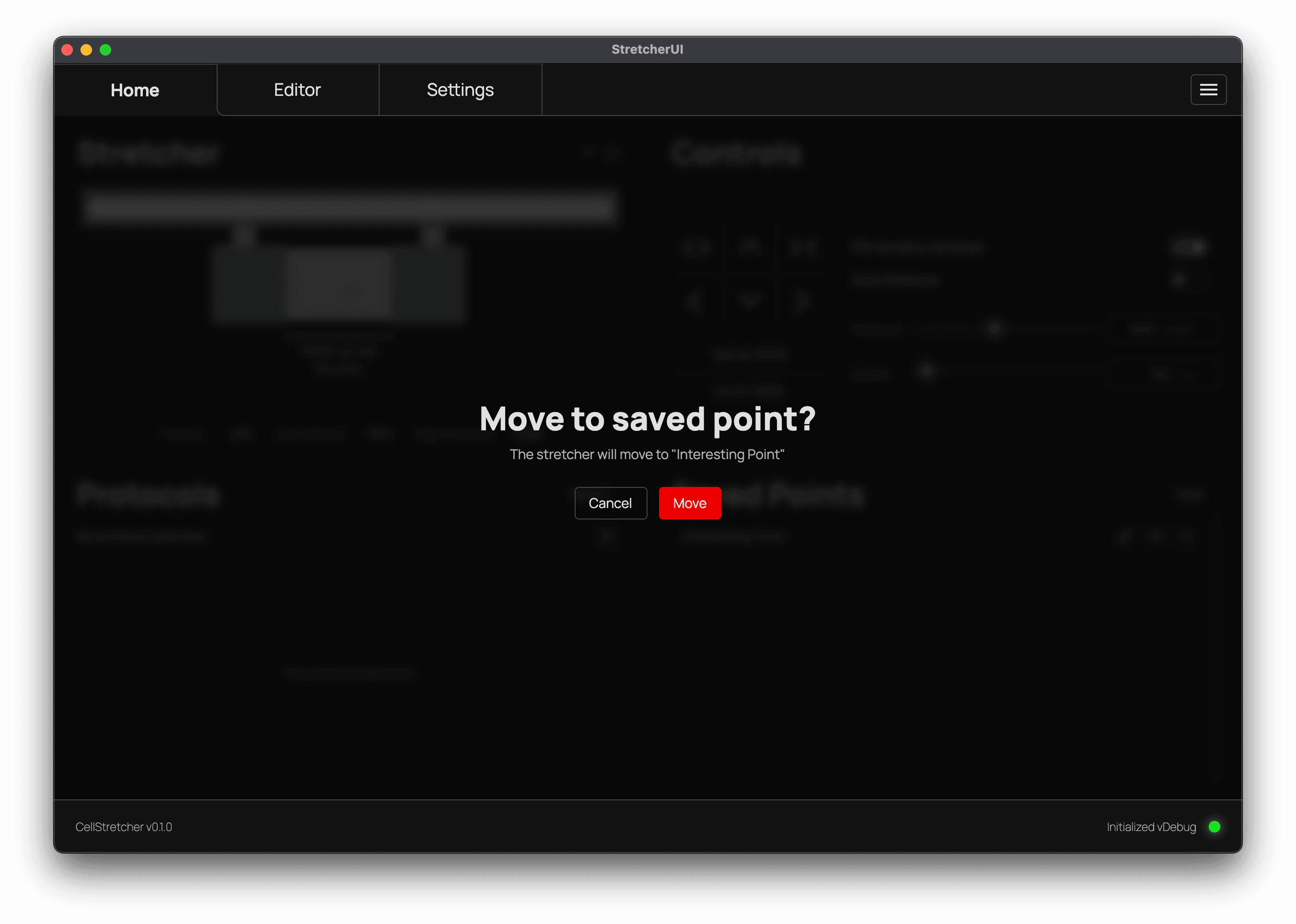 Drive to point confirmation dialog